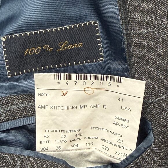 Vintage Trussini Blazer Checked Wool Gray Classic Fit Two Button Size 41 - Picture 10 of 11